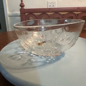 Clear Glass Floral Bowl